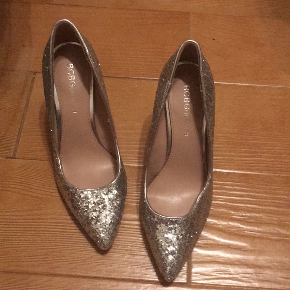 Bcbgeneration silver sparkly heels size 5.5